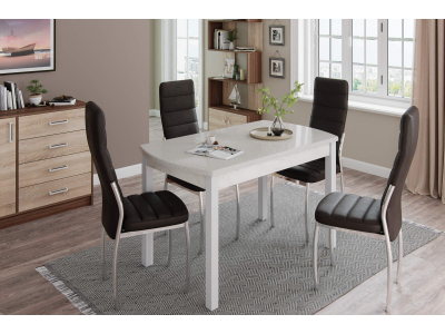 Стол обеденный "Бостон-3" металл белый/белый гранит Стол обеденный "Бостон-3" металл белый/белый гранит