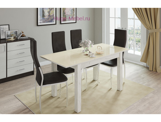 Раскладной стол "Бруно" 120х80 см дуб крафт белый/лакобель ваниль