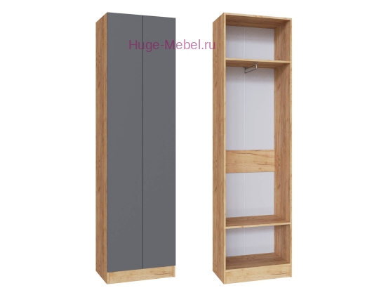 Шкаф платяной "Руэлла" графит +дуб крафт