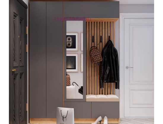 Прихожая "Руэлла" 1.6 метра графит +дуб крафт