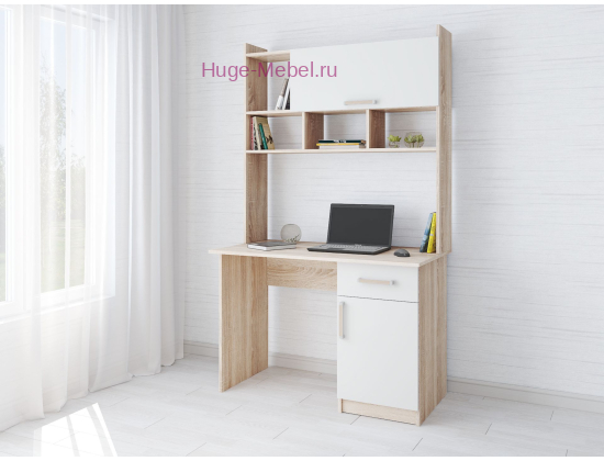 Стол компьютерный "Квартет-10 сонома/белый"