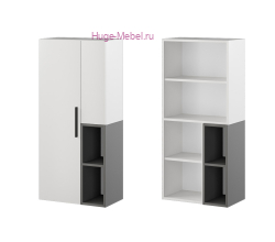 Шкаф-пенал настенный "Альберо" графит+белый