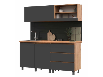 Готовая кухня "Хелен графит+крафт" 1.7 метра