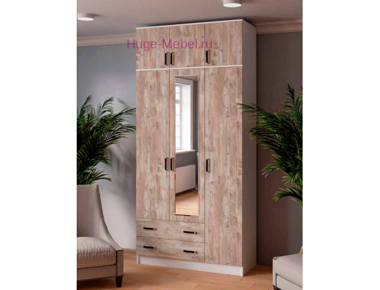 Шкаф с зеркалом "Лагуна дуб юкон" высотой 255 см