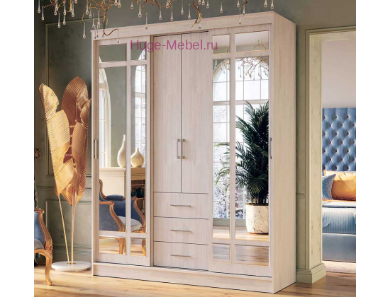 Шкаф-купе "Маэстро" ясень белый