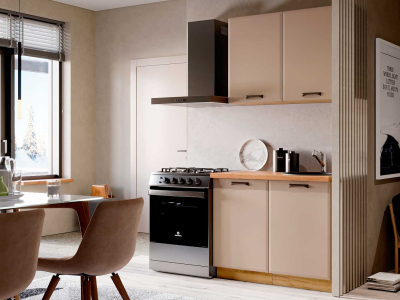 Кухня 1 метр "Призма" мокко/крафт золото +столешница дуб вотан