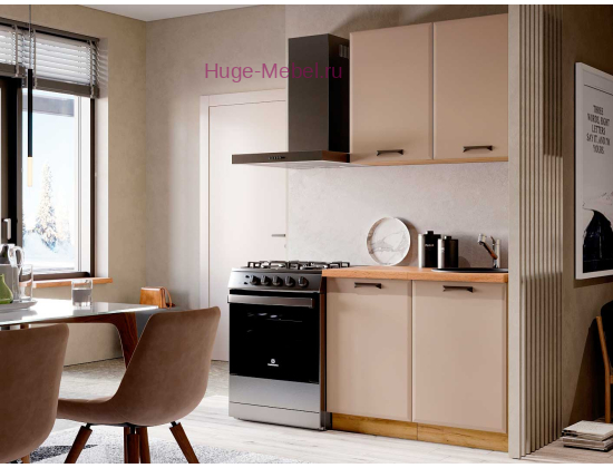 Кухня 1 метр "Призма" мокко/крафт золото +столешница дуб вотан