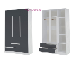 Шкаф 3-х створчатый "Гавана" графит/белый