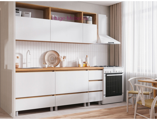 Кухня 2 метра "Хелен" белый+вотан