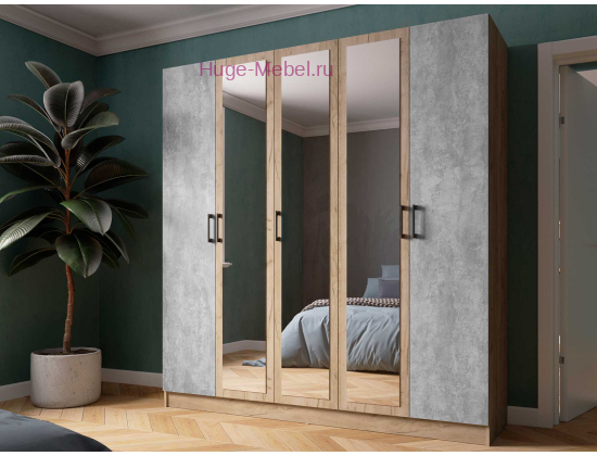 Шкаф 200 см "Вегас" крафт серый +цемент