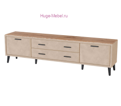 ТВ тумба 2 метра "Пай" велюр бежевый +дуб канадский