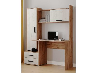 Стол компьютерный "Квартет-9" крафт белый/крафт табачный