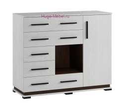 Комод с 5 ящиками и створкой "Модена МК-2" анкор светлый+венге