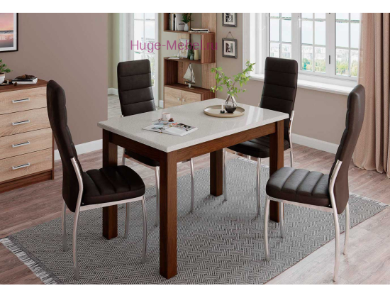 Стол обеденный "Бостон-1" орех/белый гранит