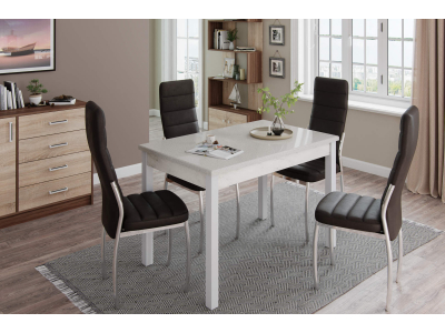 Стол обеденный "Бостон-2" металл белый/белый гранит Стол обеденный "Бостон-2" металл белый/белый гранит